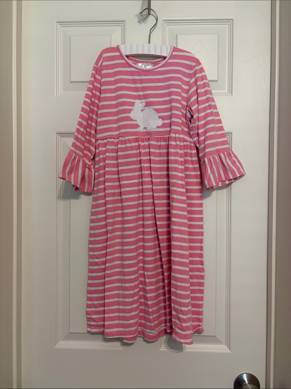 Southern Tots striped dress with Easter bunny appliqué- Size 8